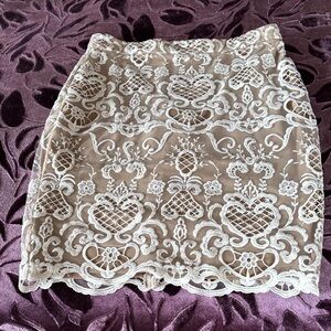 Badgley Mischka Lace Skirt in Cream and White beautiful